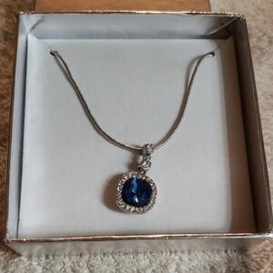 Peter Nygard Silver Necklace with Blue Pendant